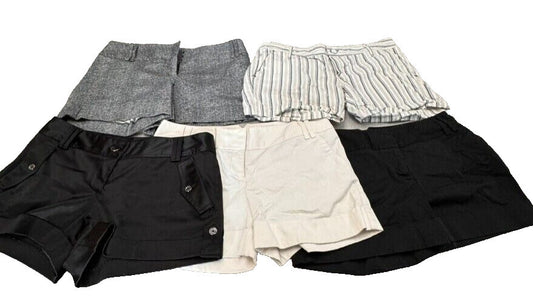 5 Pair Express 8P Women Flat Front Cuffed Cotton Shorts 4" Cuffed Short Rise y2K