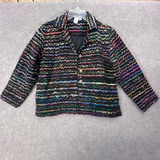 Coldwater Creek Jacket Petite Med PM Colorful Tweed Bohemian Artsy Blazer Coat