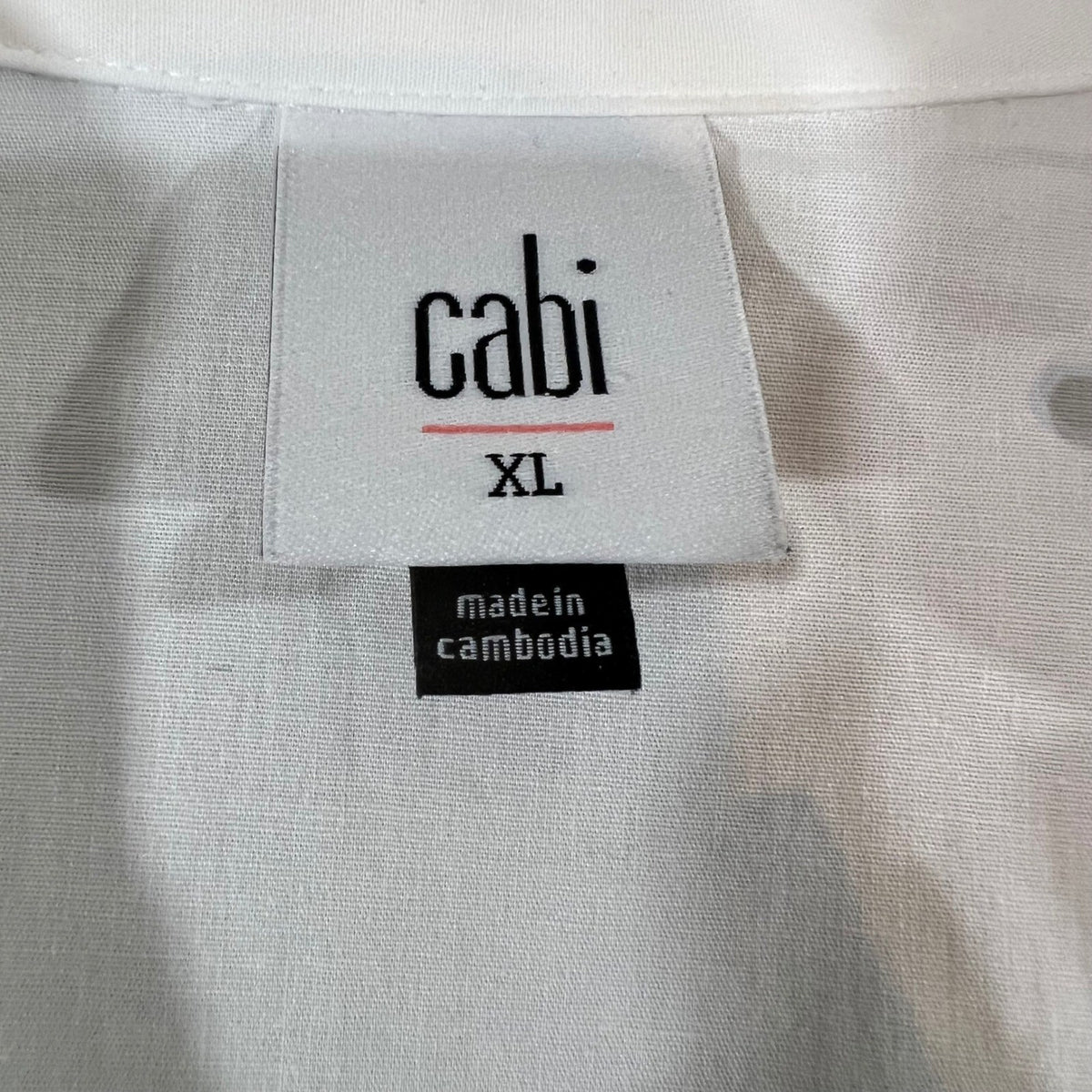 Cabi Wrap Blouse Womens XL White Cotton Stretch Side Tie Long Sleeve Button Up