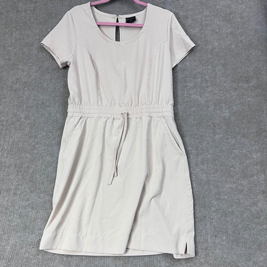32 Degrees Cool Beige Drawstring Waist Short Sleeve Casual Dress - M