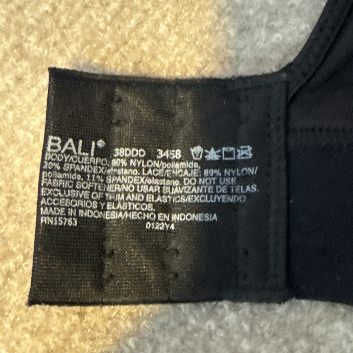Bali Women Wireless Bra 38DDD 3458 Wide Band 3 Hook Plunge