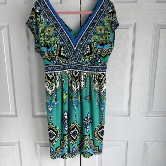 Kiara Dress Women XL Paisley Sleeveless V Neck A Line