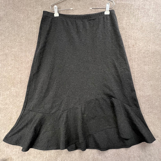 Lane Bryant 22/24W Gray Knit midi Skirt Flare Hem Elastic Waist Stretch Casual