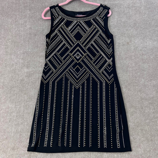 White House Black Market Women Medium Studded Sleeveless Sheath Dress Art Deco