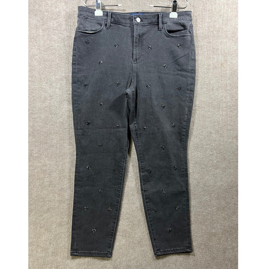 Talbots Women's 16P High Rise Jegging Ankle Jeans Dark Gray Embellished Stars