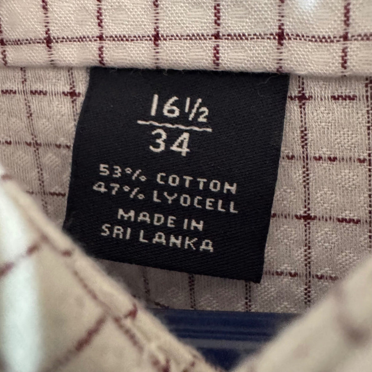 Hart Schaffner Marx Button Down Shirt Mens 16.5 34 Grid Check Non-Iron Office