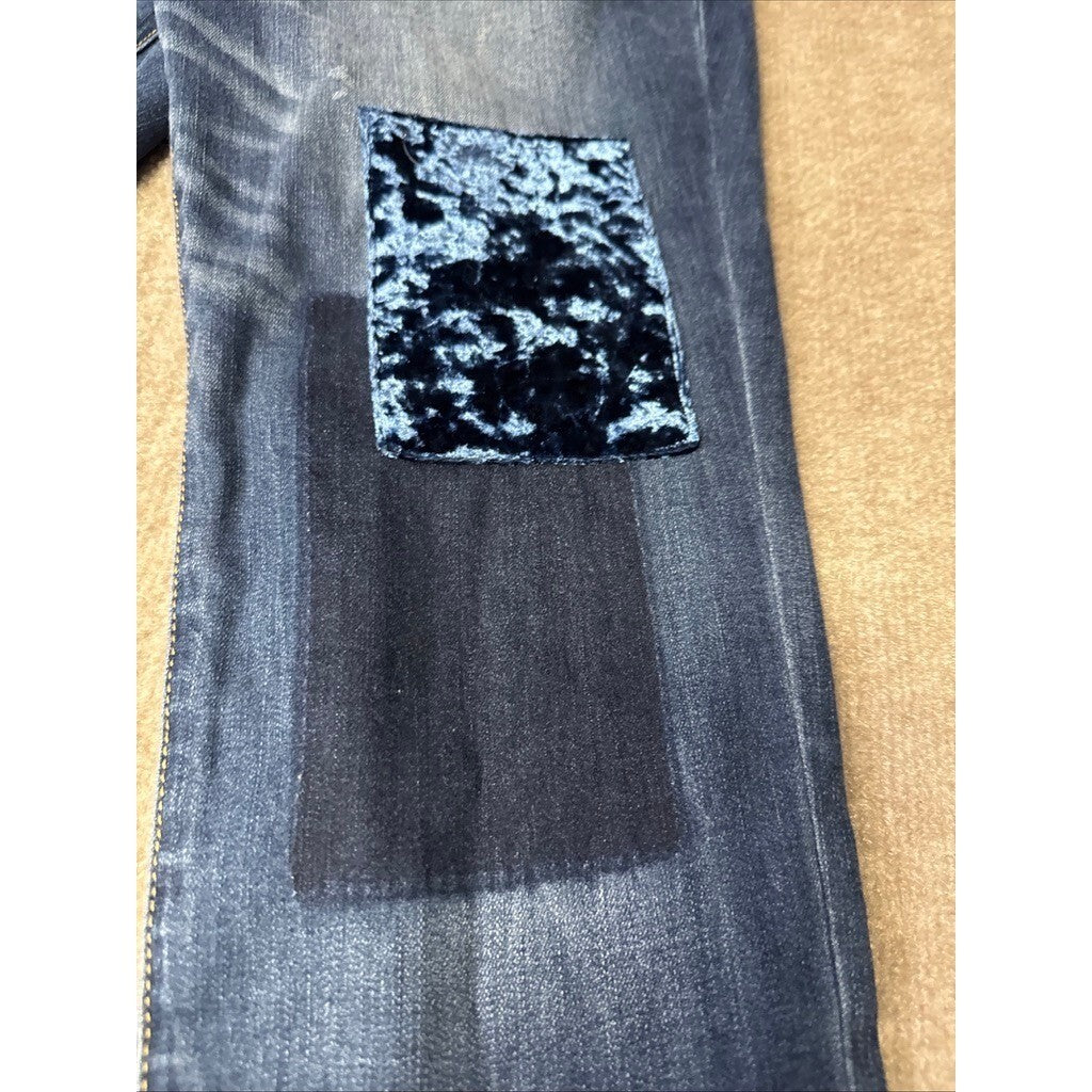 Chicos Platinum Jegging 2 (12P) Petite Blue Denim Patchwork Jeans