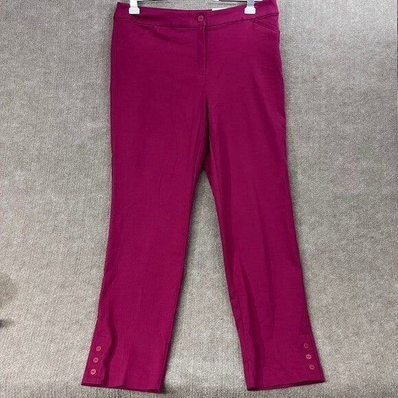 Chico's Perfect Stretch Slim Leg Regular Pink Button Detail Pants Sz3