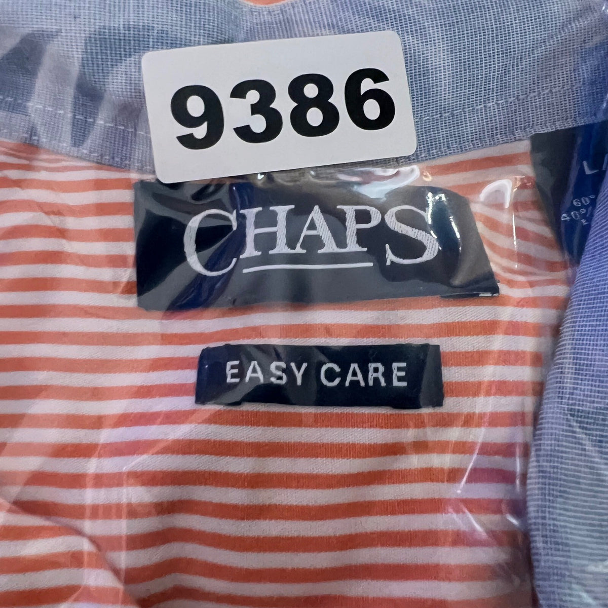 Chaps Short Sleeve Button Down Shirt Mens Large Orange White Striped Preppy