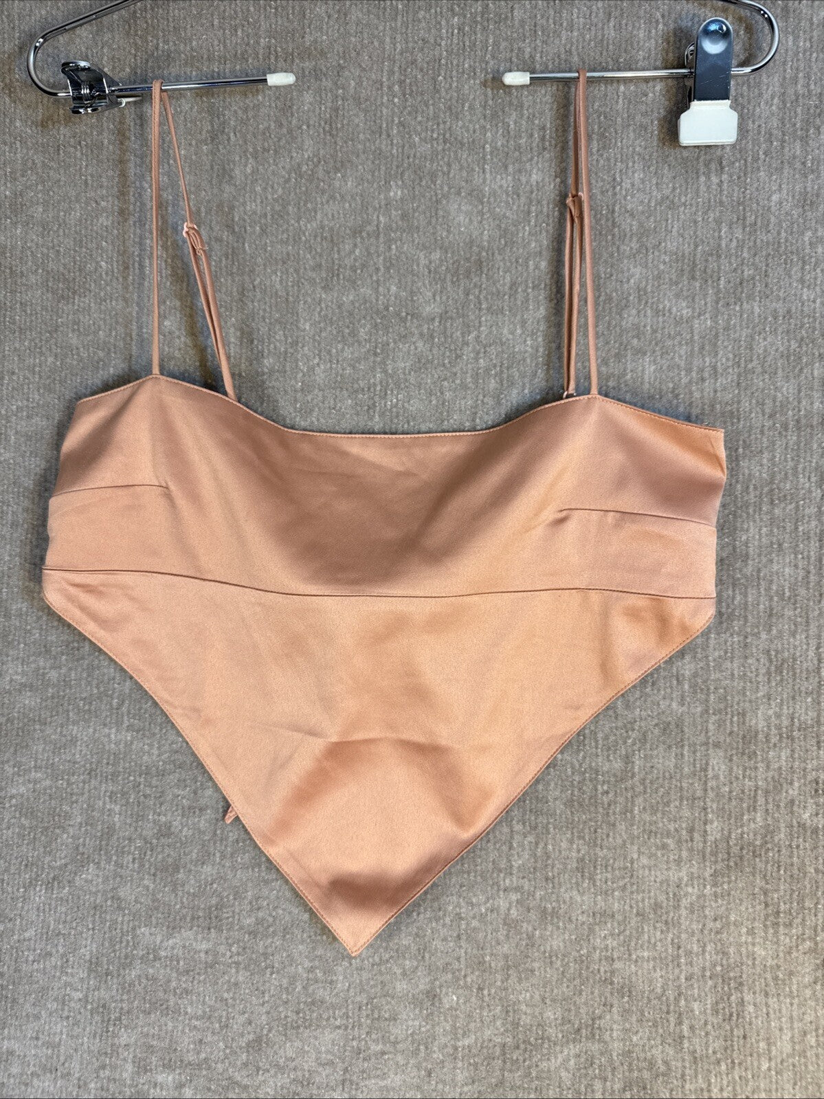 Danielle Bernstein Top Women's Small Coral Spaghetti Strap Hanky Hem Cropped