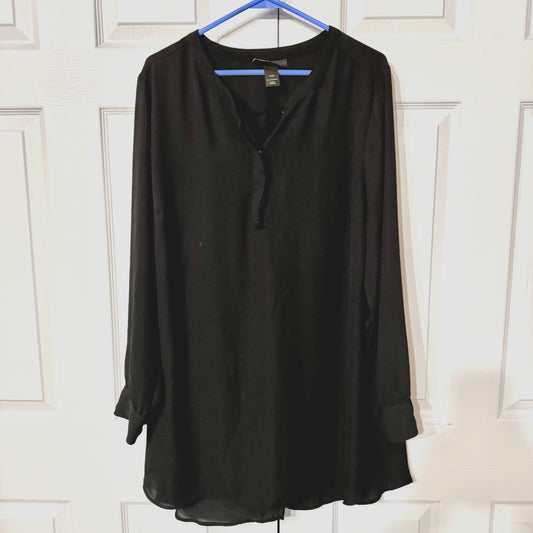 Lane Bryant 18/20 women 1/4 Button Long Sleeve Open V Back Blouse