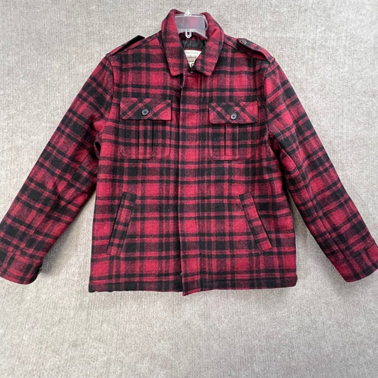 Route 66 Mens Buffalo Plaid Wool Full Zip Shacket Coat Size Medium Lined Warm
