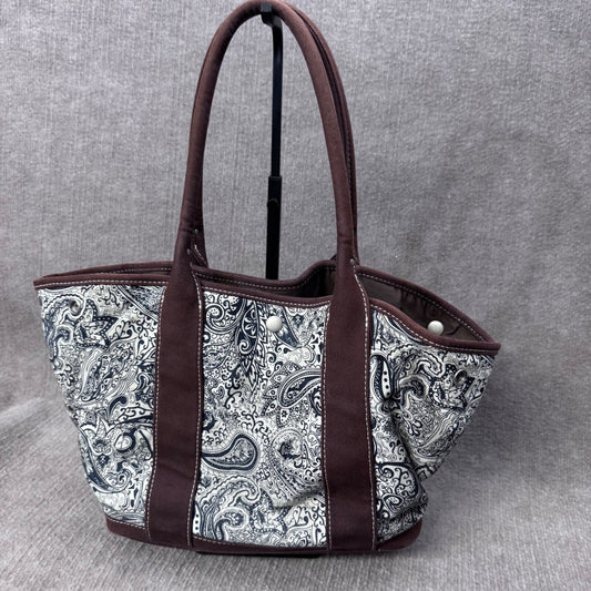 Y2K J. Crew Paisley Print Tote Bucket Canvas Shoulder Bag Heritage Casual- FLAW