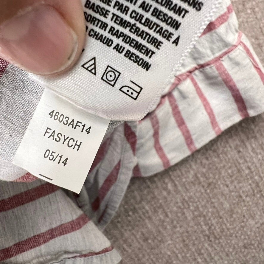 Aeropostale Men XL Button Down Shirt Striped Gray Red Long Sleeve Casual Preppy