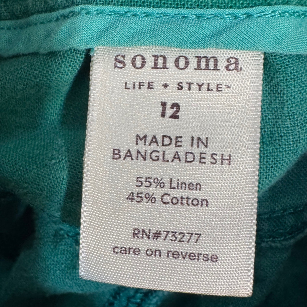 Sonoma Linen Blend Cargo Shorts Womens 12 Green Drawstring Casual Coastal