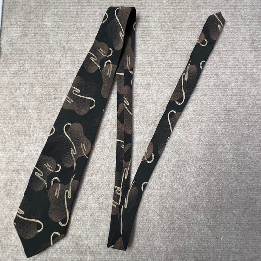 Saliari Italy 100% Silk Tie Brown Black Abstract Designer Necktie