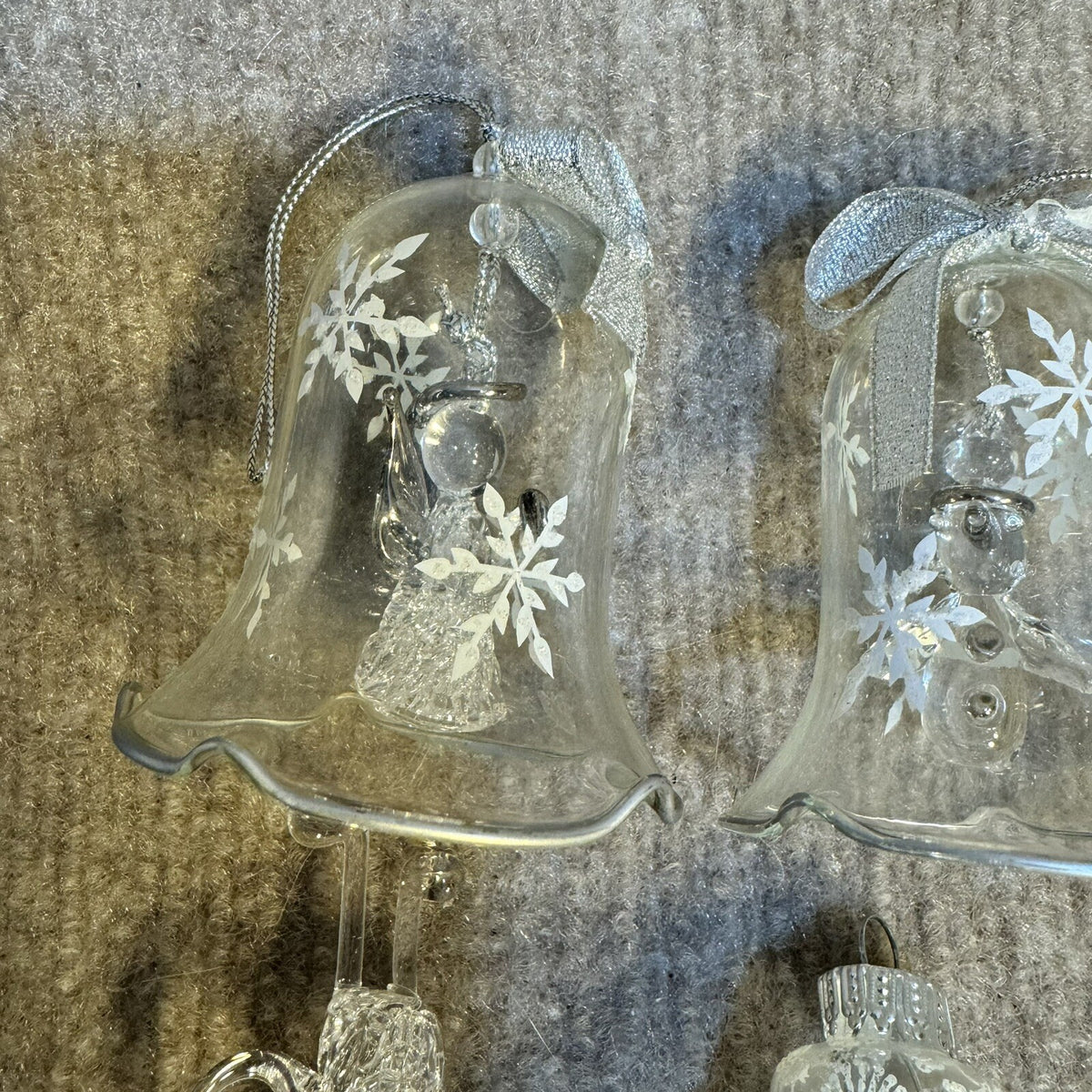 Vintage Clear Glass Bells with Glass Art Clappers, golf bag, Candy,  Ornaments