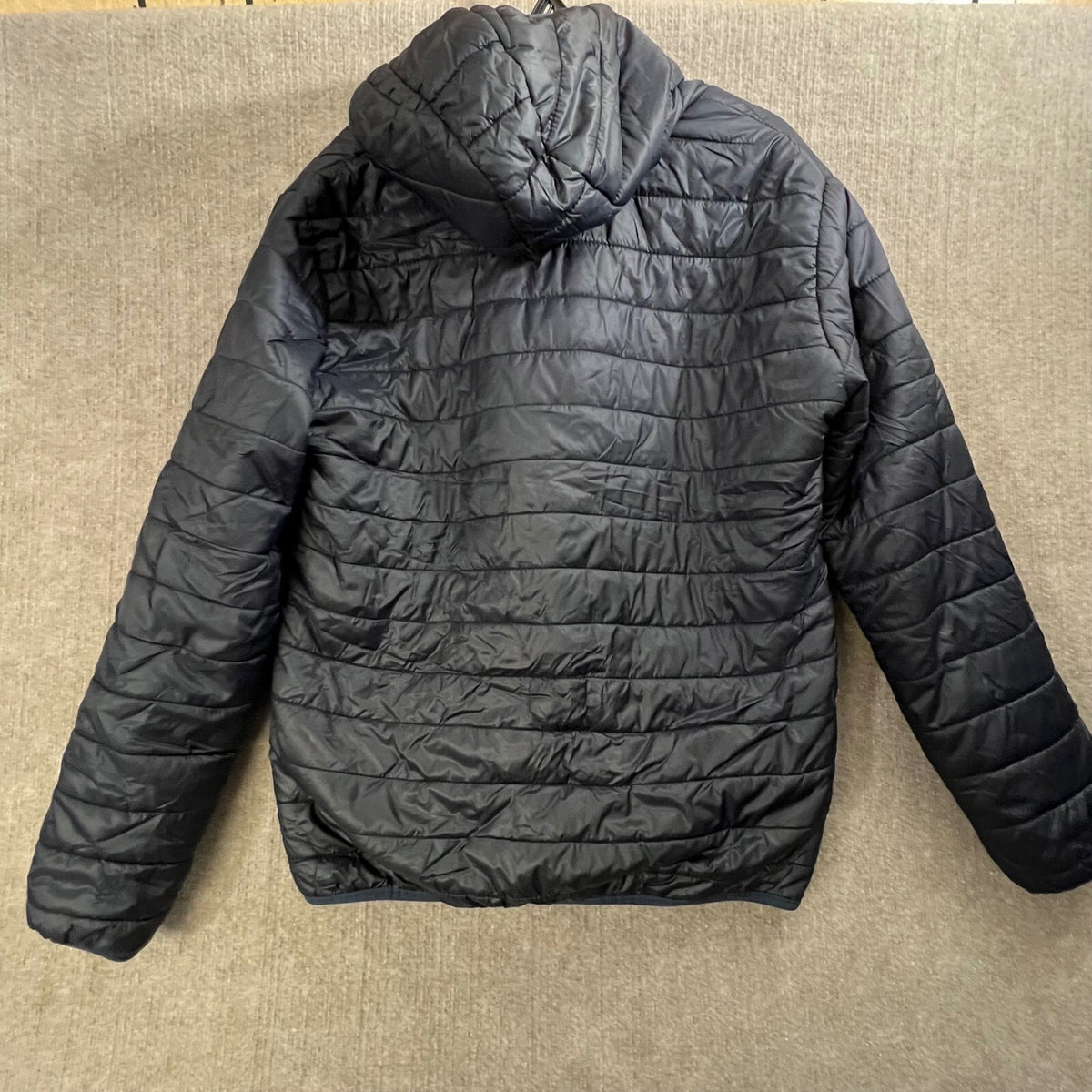 Mens Packable MED Puffer Jacket Lightweight Hooded Quilted Coat - Black/Navy