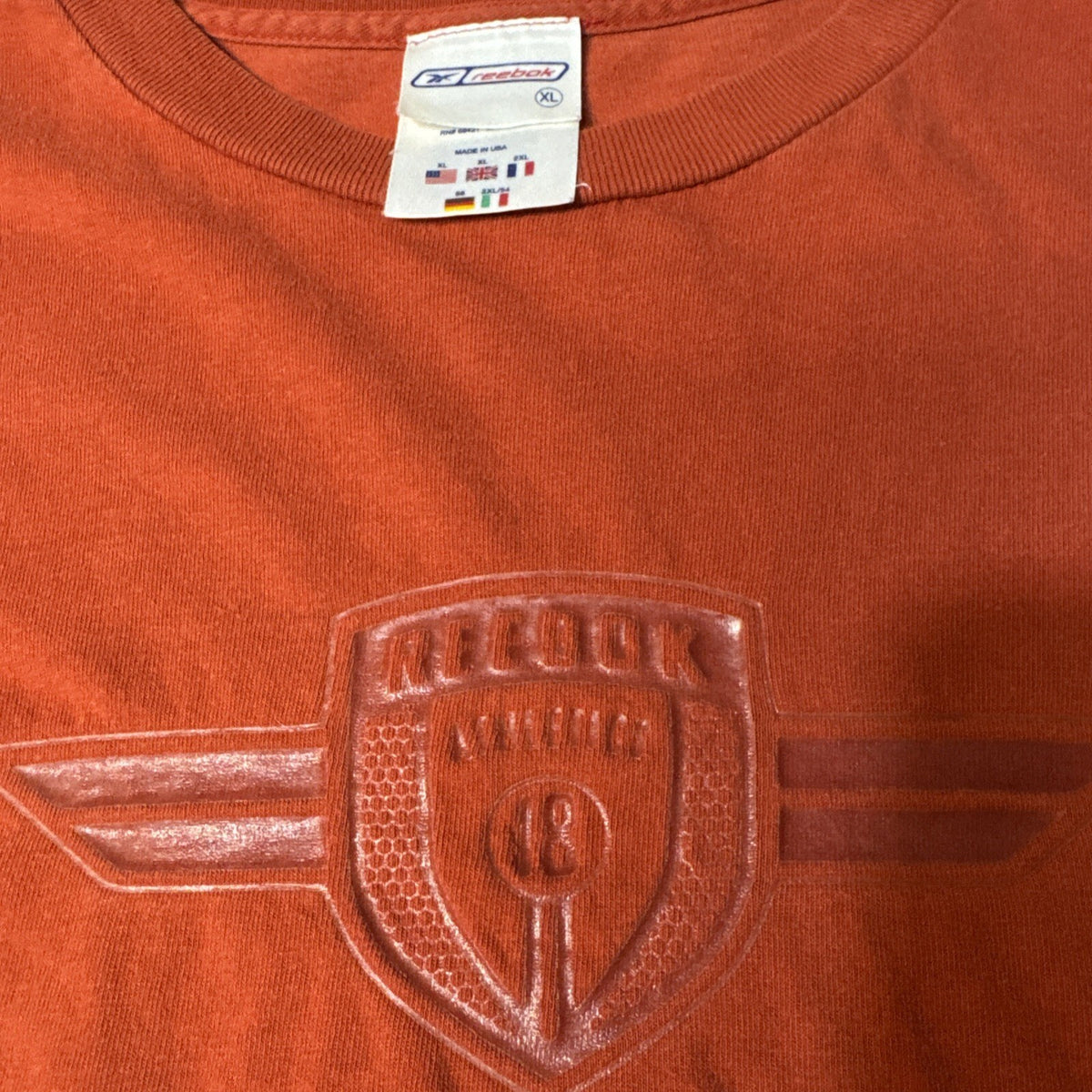 Vintage Reebok Shirt Mens XL Blue Long Sleeve Y2K Embossed Center Logo 2000-2005