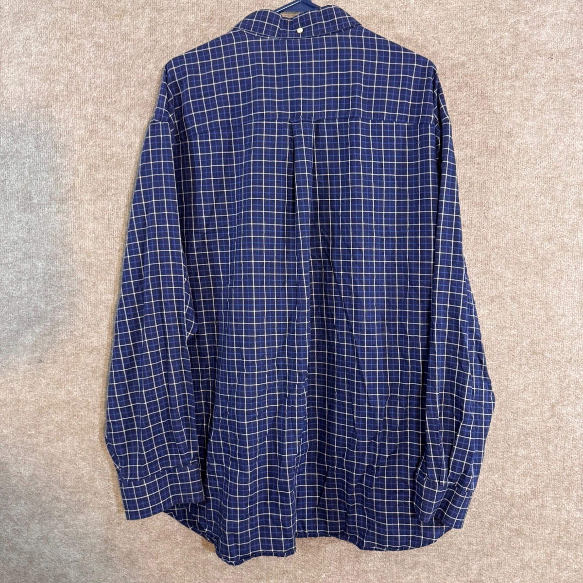 Turnbury Button Down Shirt Mens XXL Blue White Plaid Long Sleeve Cotton Preppy