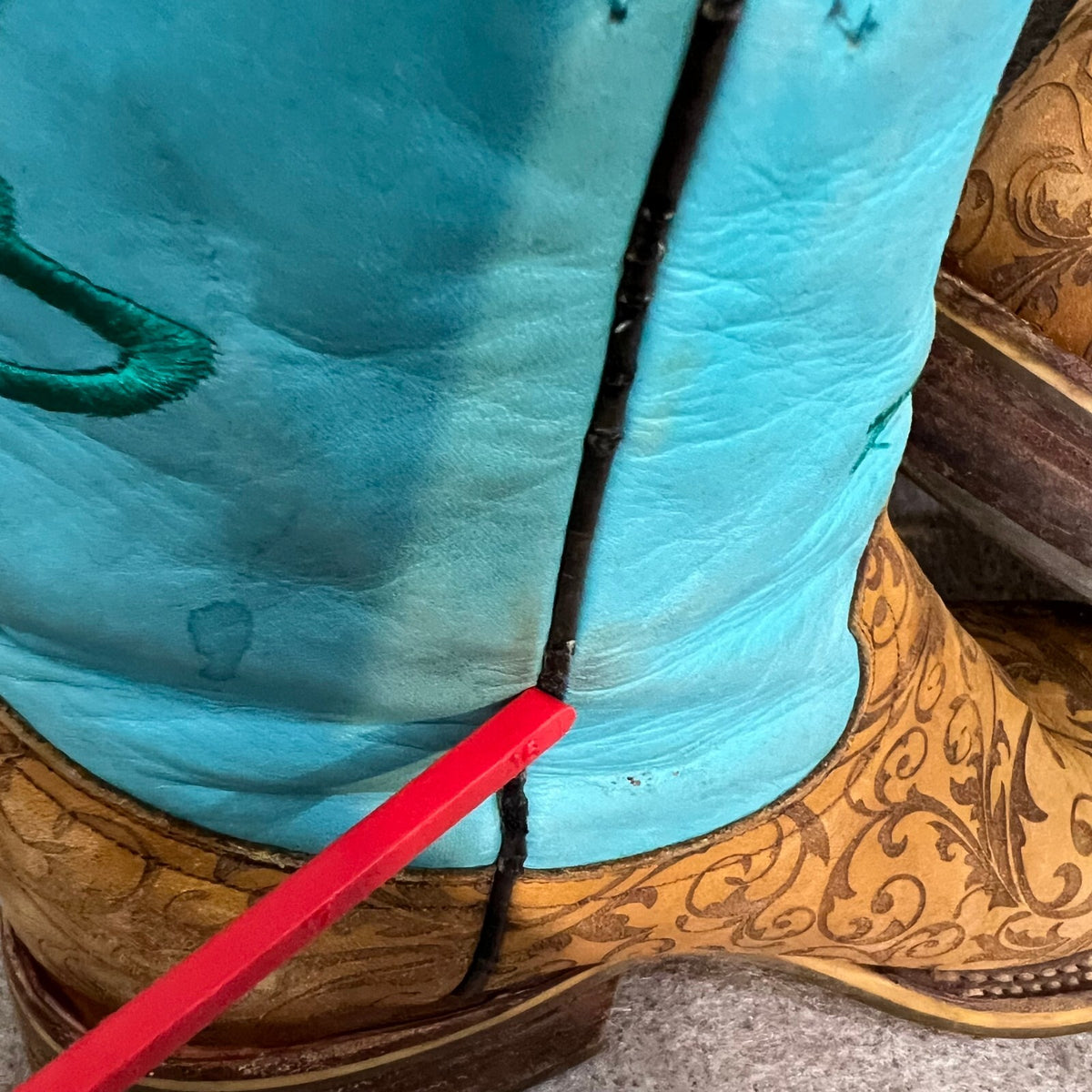 Tin Haul Women's Teal 6.5 Damask Floral Leather Western Cowboy Boots