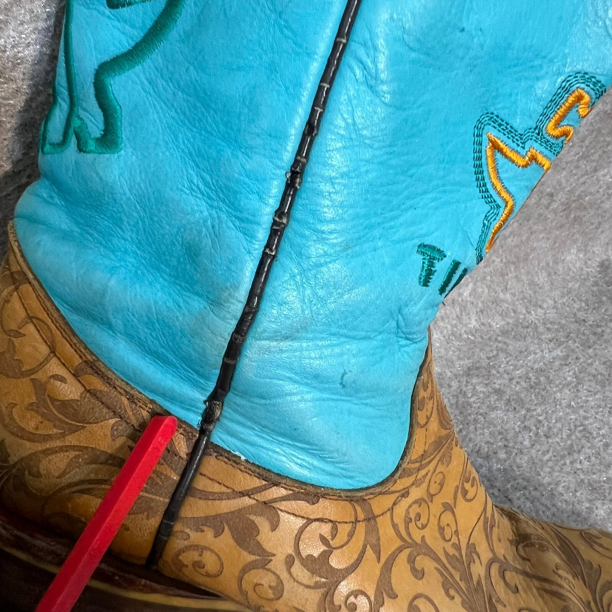 Tin Haul Women's Teal 6.5 Damask Floral Leather Western Cowboy Boots