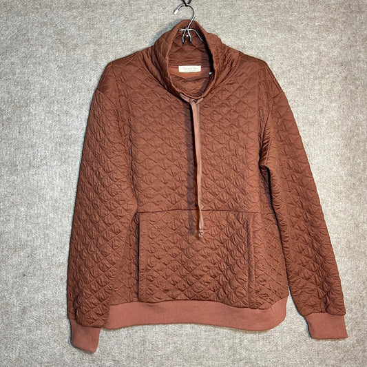 Doe & Rae Women's M Mauve Quilted Half Zip Pullover Jacket Kangaroo Pocket