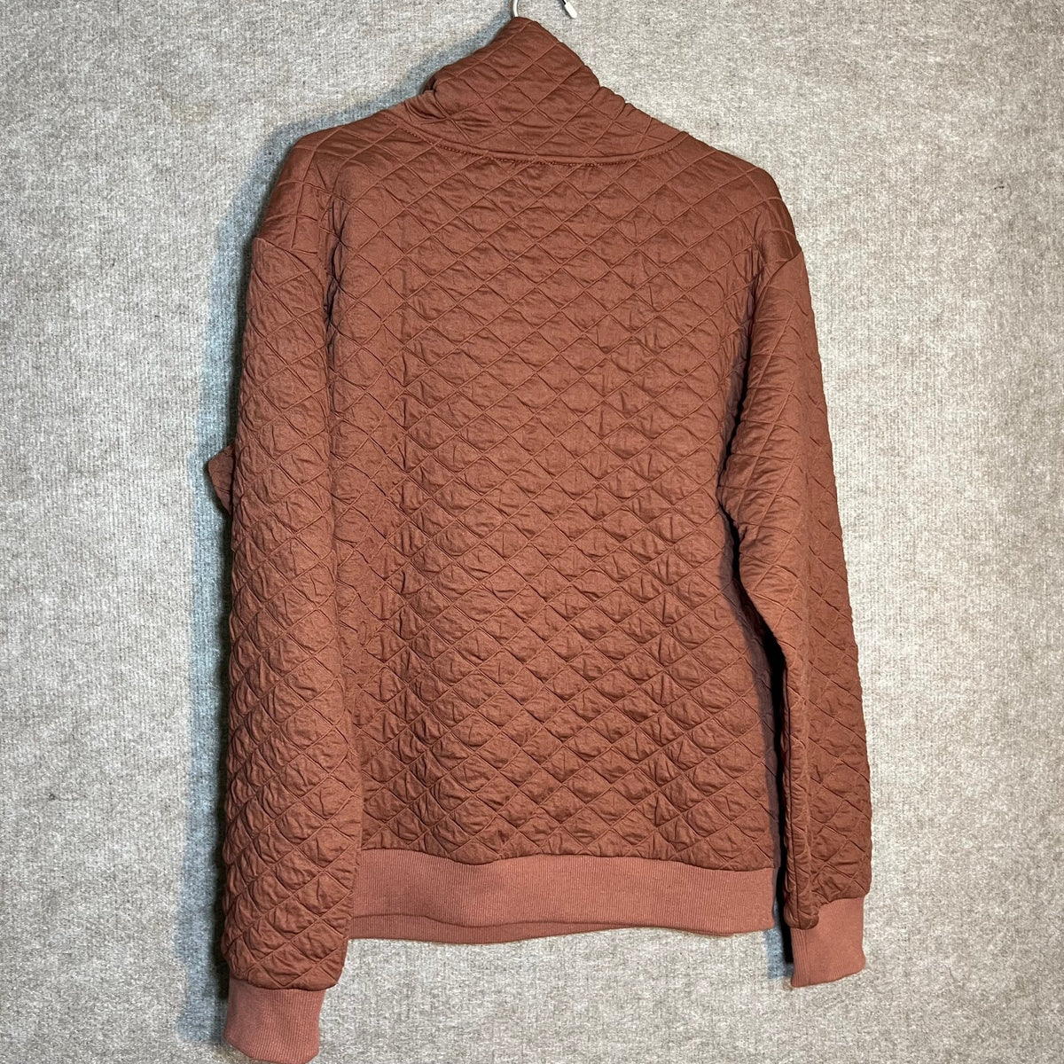 Doe & Rae Women's M Mauve Quilted Half Zip Pullover Jacket Kangaroo Pocket