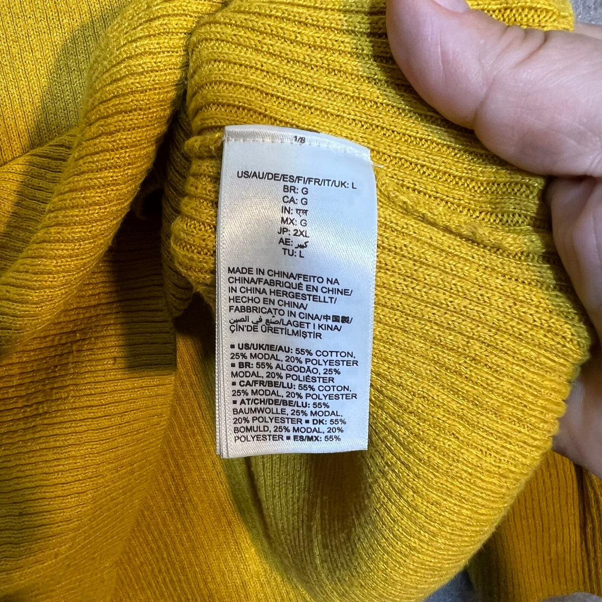 Amazon Essentials Sweater Women L Yellow Ribbed Turtleneck