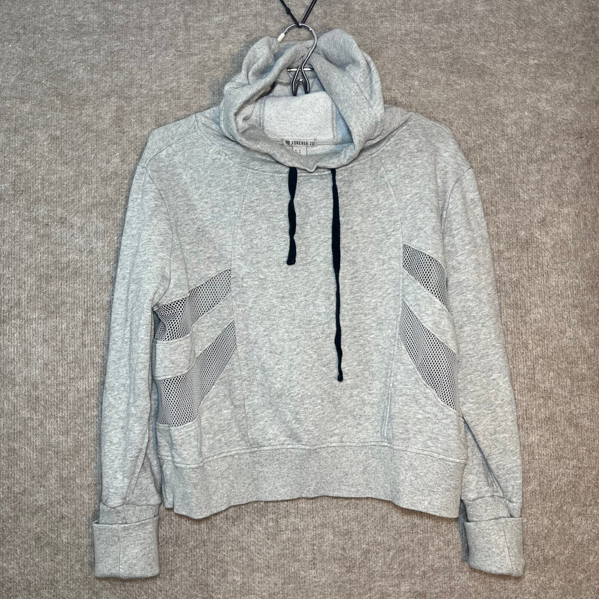 Forever 21 Hoodie Women M Gray Mesh Detail Casual