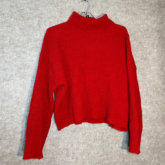 Sanctuary Women's S Red Chunky Knit Mock Neck Pullover Sweater