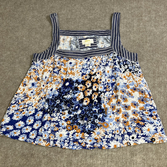 Anthropologie Maeve Caryn Floral & Striped Square Neck Tank Crop Small Summer