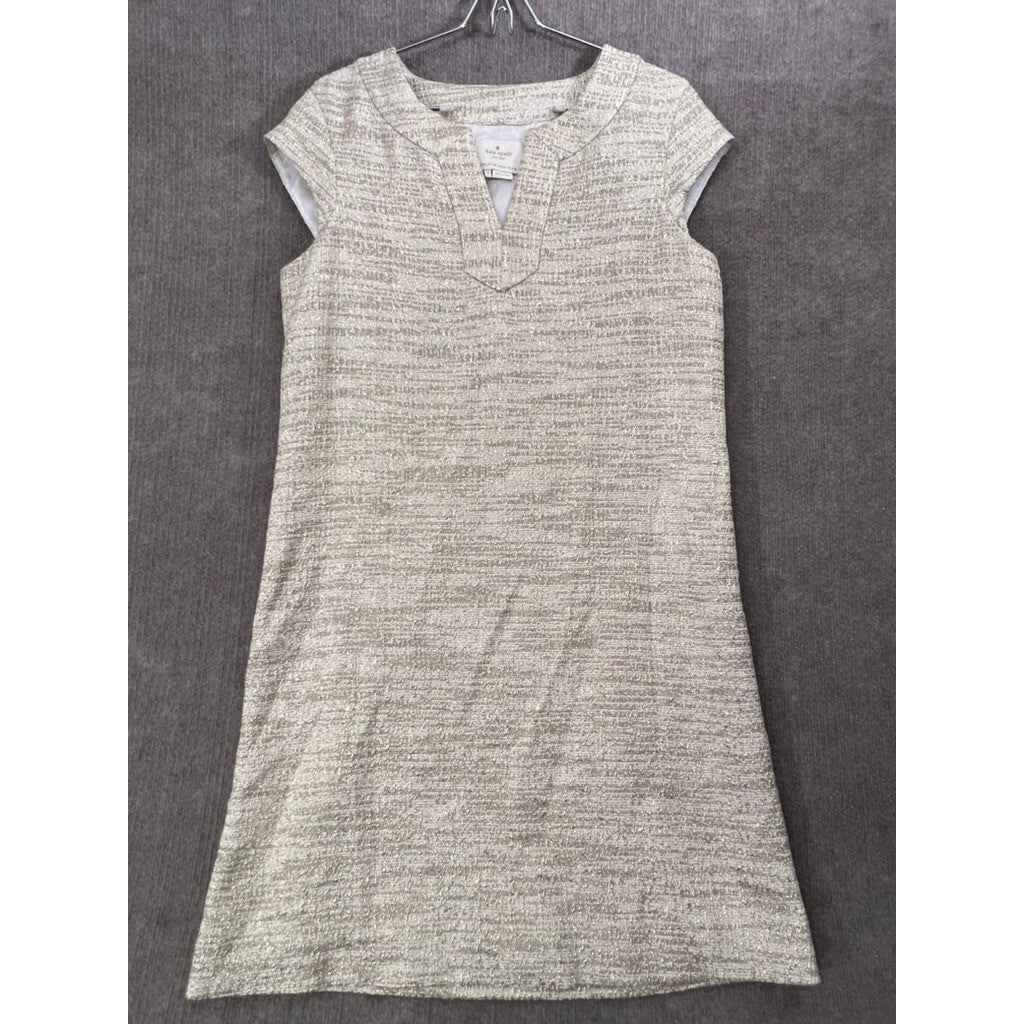 Kate Spade New York Women's Size 12 Tweed Mini Dress Short Sleeve V-Neck Lined