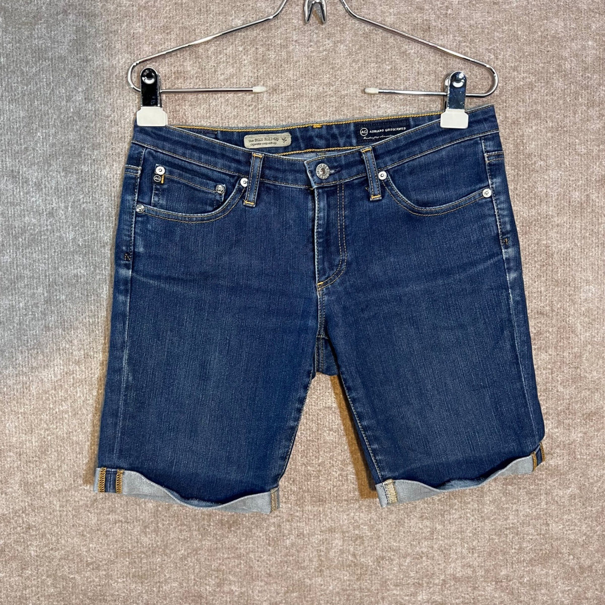 AG Adriano Goldschmied Denim Shorts Women 29 The Stilt Roll-Up Dark Wash Casual
