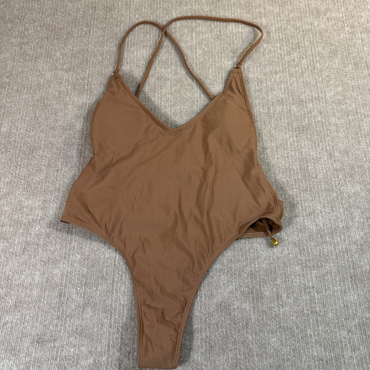Matte collection Women Swimsuit L Hi Cut Brown String 1PC