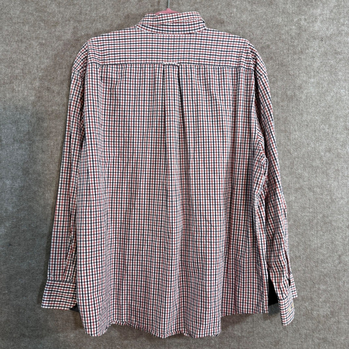 IZOD Button Down Shirt Mens XXL Orange Blue Plaid Long Sleeve Casual Preppy