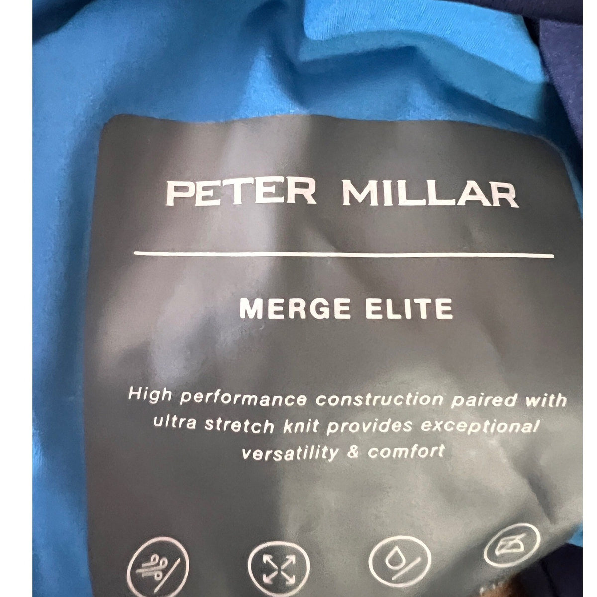 Peter Millar Merge Elite Hybrid Jacket Mens L Blue Quilted Golf Logo Embroidered