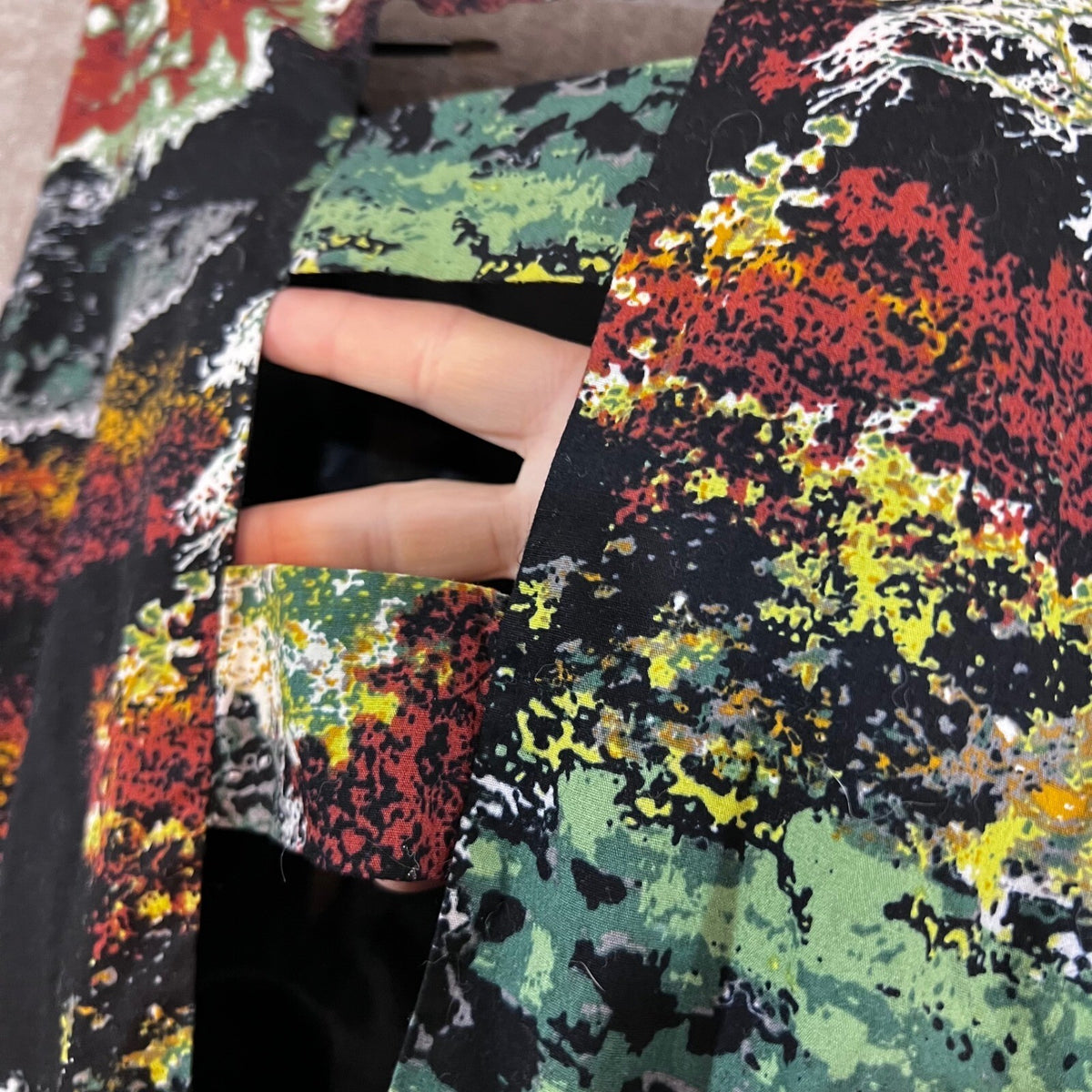 Abstract Forest Landscape AOP Fit & Flare Dress Women M Sleeveless Artsy Nature