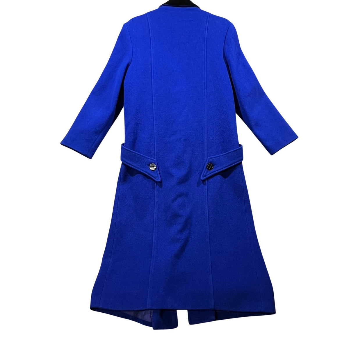 Beau Brem Double Breasted Small Long Wool Coat W/Black Velvet Collar Made in USA
