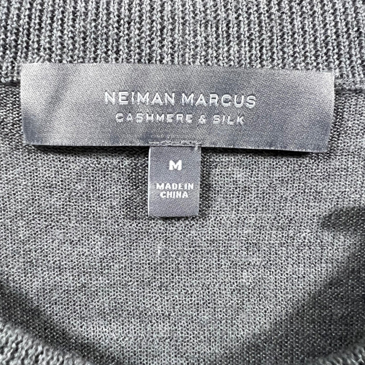 Neiman Marcus Mens Cashmere Silk Gray Stripe Crewneck Sweater Size M