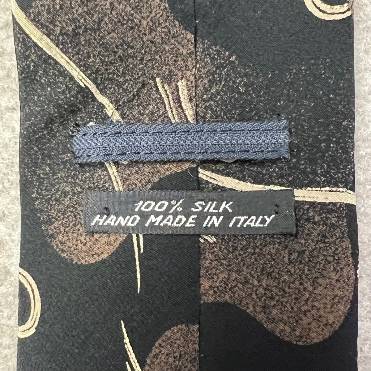 Saliari Italy 100% Silk Tie Brown Black Abstract Designer Necktie