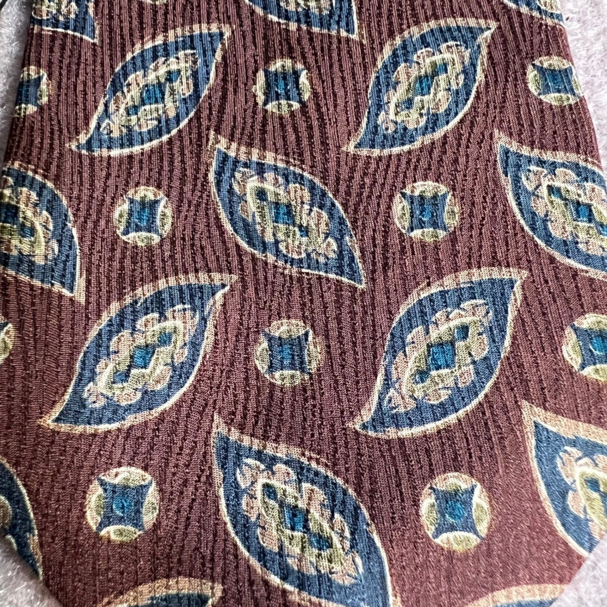 Vintage Giorgio Armani Tie Mens OS Brown Silk Medallion Geometric Designer