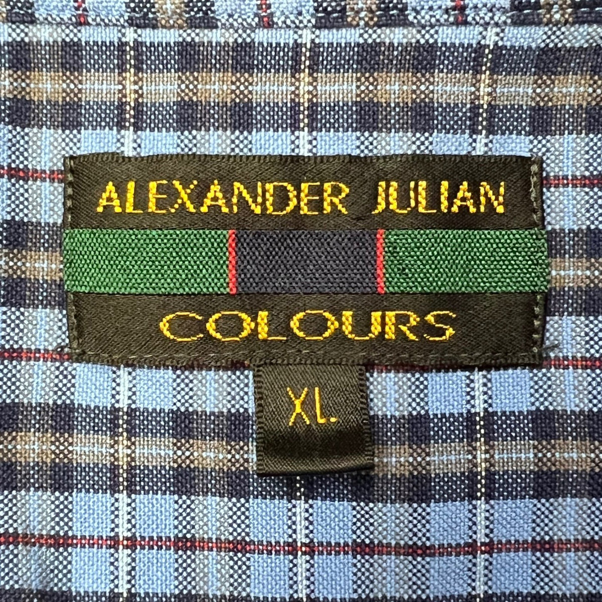 Alexander Julian Colours Plaid Button Down Shirt Men XL Blue Long Sleeve Cotton