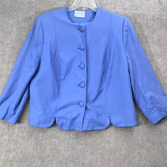 Vintage Pendleton 18W Virgin Wool Periwinkle Blue Button Front Blazer Jacket
