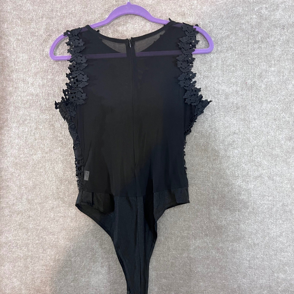 Unbranded Floral Lace Mesh Bodysuit Women Large Black Sleeveless Gothic Party