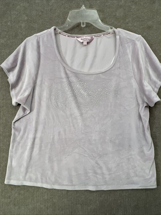 Juicy Couture Shirt Women 2X Sleepwear Short Sleeve Pullover Velour Lounge