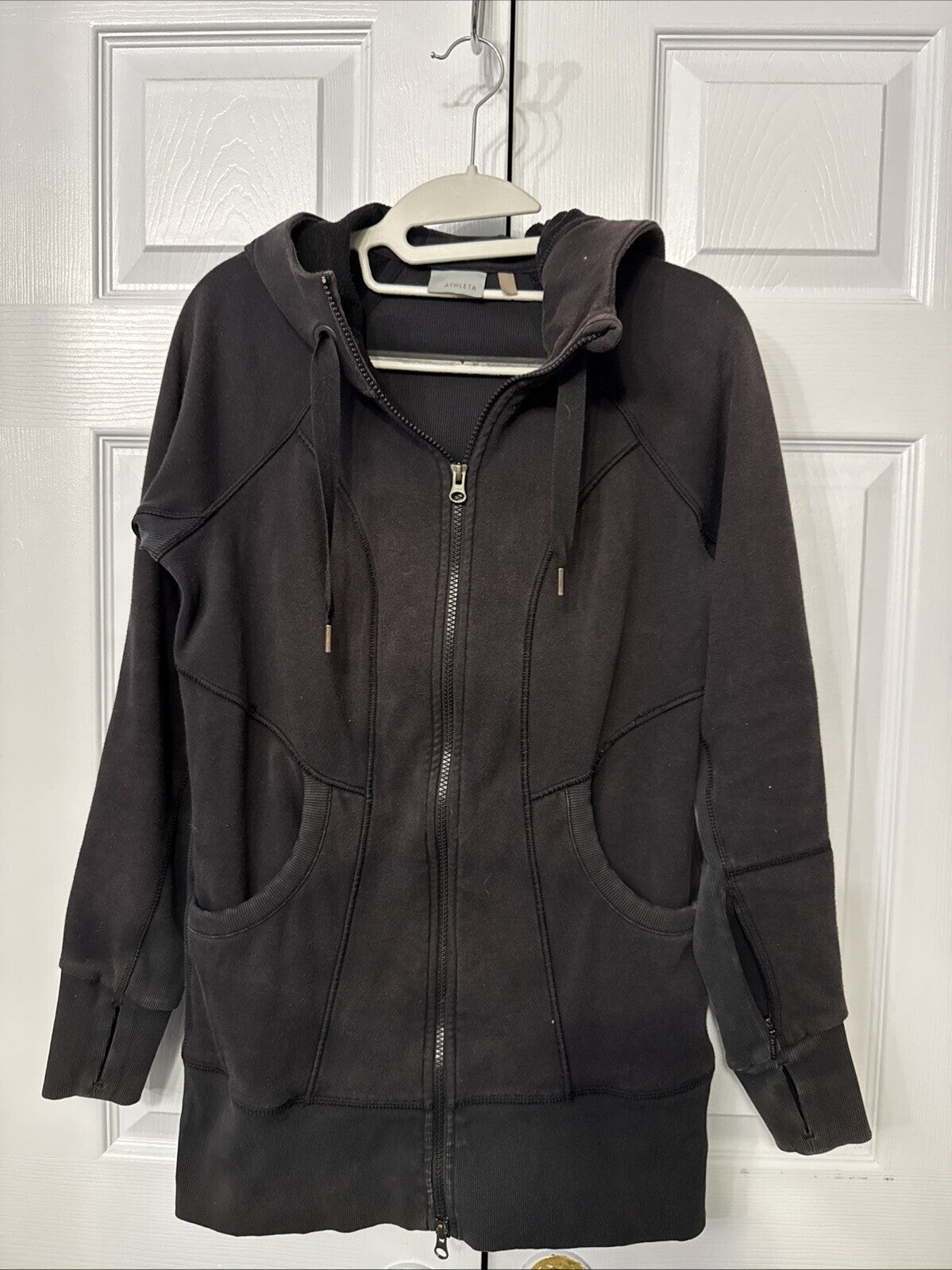 Athleta Full Zip Small Long Ribbed Cuff Hoodie  CYA Strength Jacket Long READ