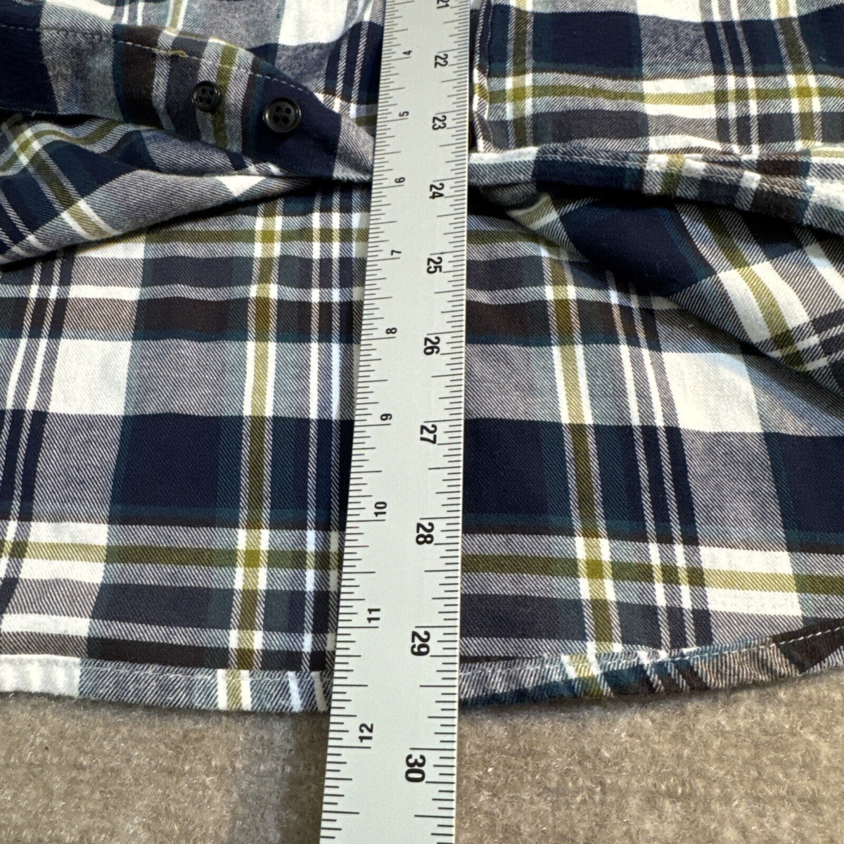 U.S. Polo Assn. Stretch Mens Flannel Button Down Shirt Size L Black Plaid NICE!