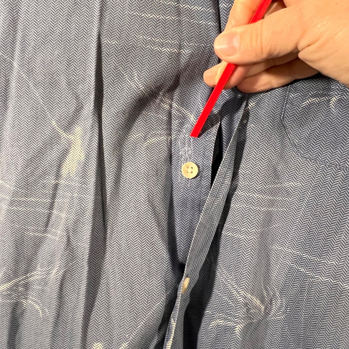 Vintage Pendleton Mens XL Fly Fishing Shirt Blue Herringbone Button Up