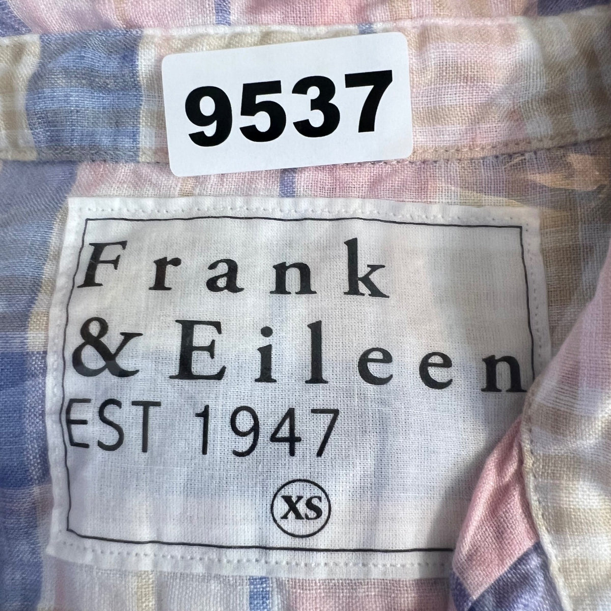 Frank & Eileen Linen Eileen Button Up Women XS Pink Blue Plaid Coastal Preppy